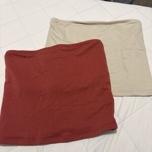 Women’s Strapless Tube tops  - Rust Red & Beige